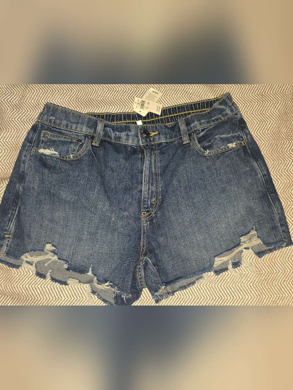 Aero Blue Denim Frayed Hem Women's Shorts
